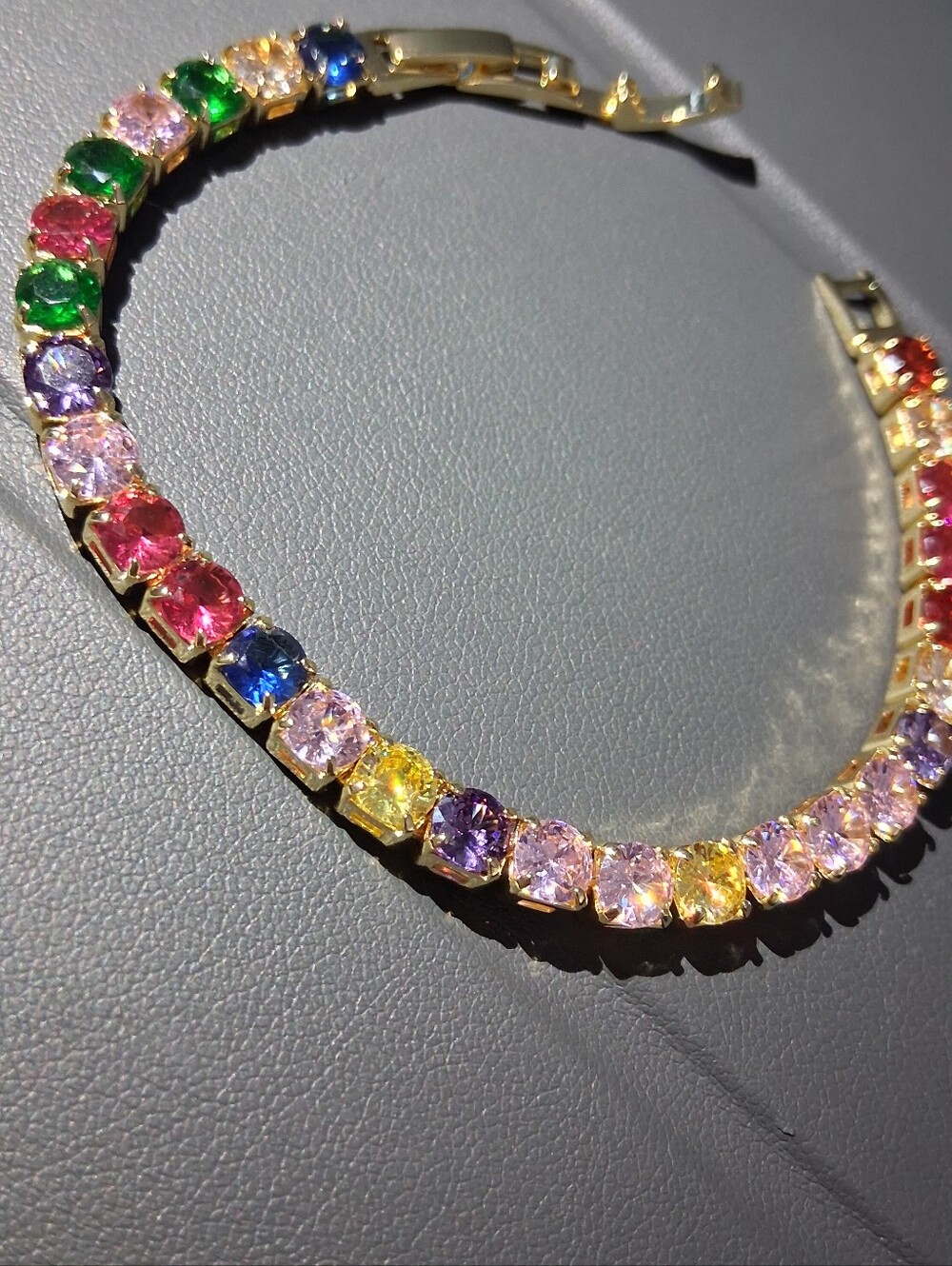 Gold-Plated Multicolor Tennis Bracelet - Picture 3 of 4
